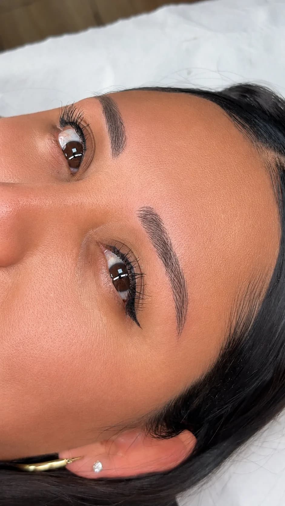 Cejas con trazos pelo a pelo tupidos que engrosan el cuerpo y estiran la cola hasta terminar en punta.