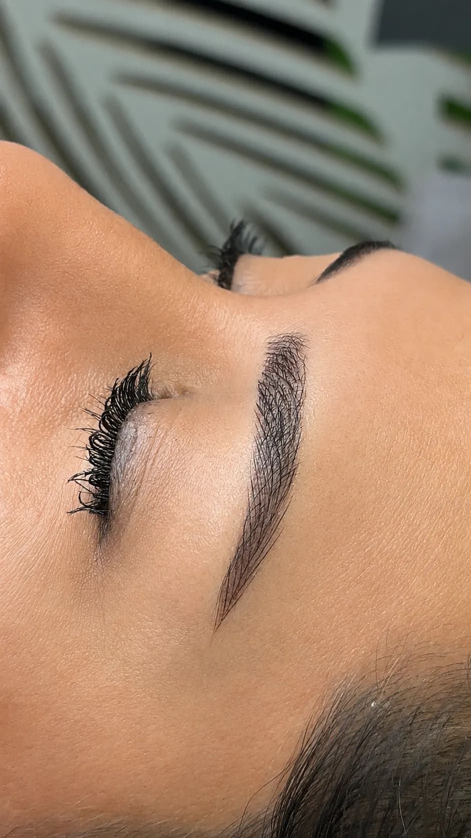 Cejas con trazos pelo a pelo y sombreado que rellenan la forma diseñada.